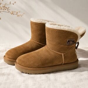 UGG Gita Ankle Boots Womens 7 Brown Suede Shearling Lined Boho Winter Cozy